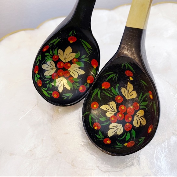 Russian Folk Art Hand Painted Wooden Spoons Set 2 - Picture 2 of 11